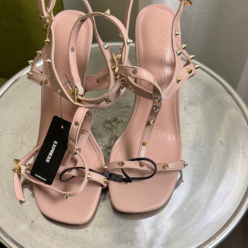 Express Pink Heels with Gold Studs